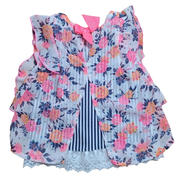 Little Lass 2 pc outfit Sleeveless Blouse & Jean Leggings Girl's 4 - Picture 2 of 6